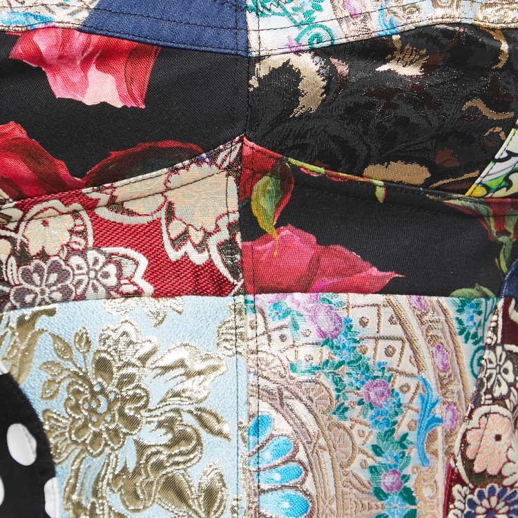 Pre Owned Dolce & Gabbana Multicolor Brocade Patchwork Bustier Top S