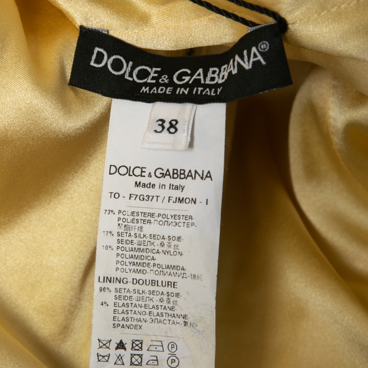 Pre Owned Dolce & Gabbana Yellow Ochre Embossed Jacquard Blouse S