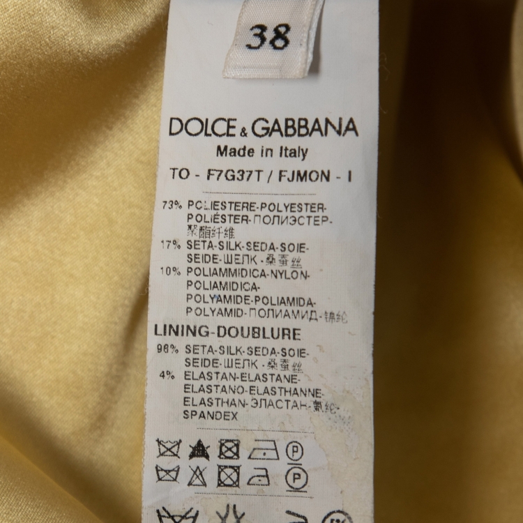 Pre Owned Dolce & Gabbana Yellow Ochre Embossed Jacquard Blouse S