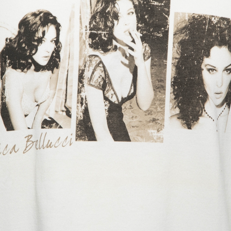 Pre Owned Dolce & Gabbana Off White Monica Bellucci Print Cotton T-Shirt XXL