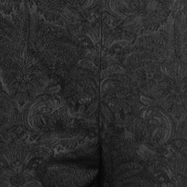 مملوكة مسبقًا Dolce & Gabbana Black Floral Jacquard Lace Trim Formal Pants L