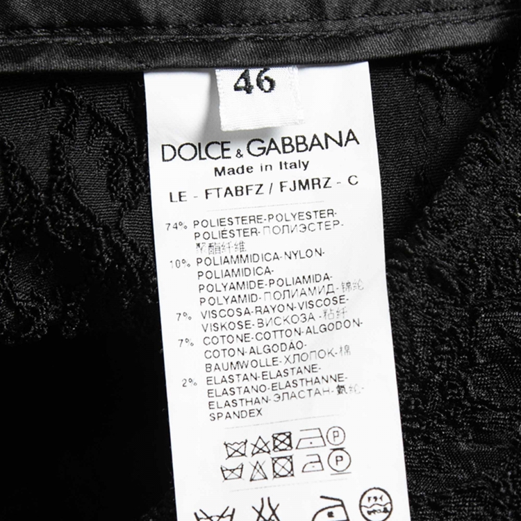 مملوكة مسبقًا Dolce & Gabbana Black Floral Jacquard Lace Trim Formal Pants L