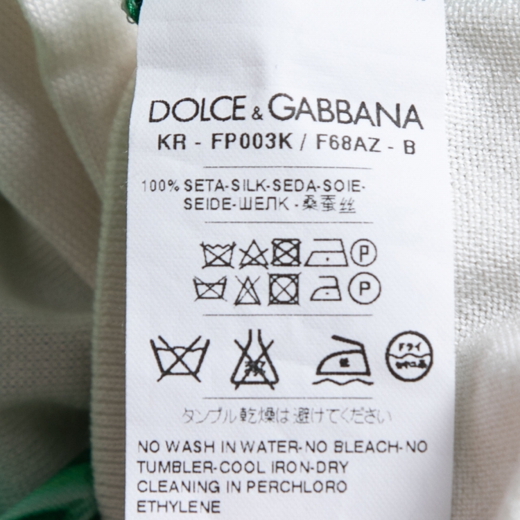 Pre Owned Dolce & Gabbana White Banana Leaf Print Silk & Knit Pullover M