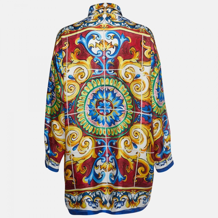 Pre Owned Dolce & Gabbana Multicolor Printed Silk Shirt M