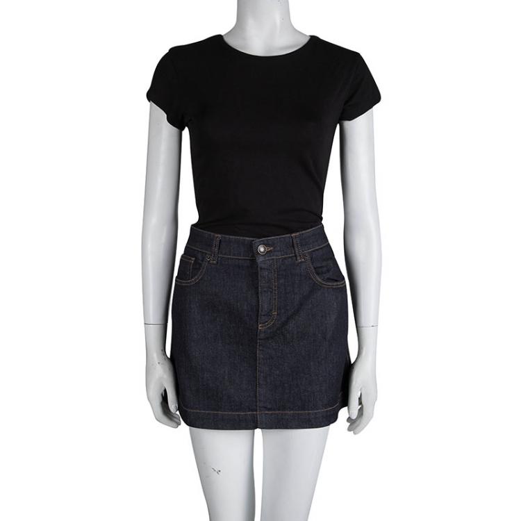 Pre Owned Dolce & Gabbana Indigo Dark Wash Denim Mini Skirt S