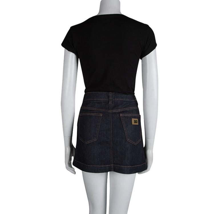 Pre Owned Dolce & Gabbana Indigo Dark Wash Denim Mini Skirt S