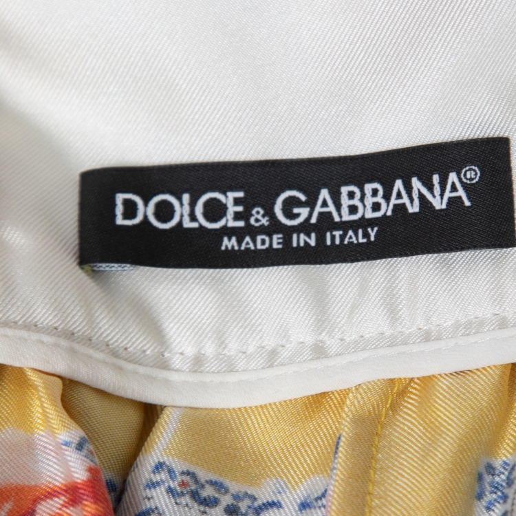 Pre Owned Dolce & Gabbana Multicolor Floral Printed Silk Midi Skirt L