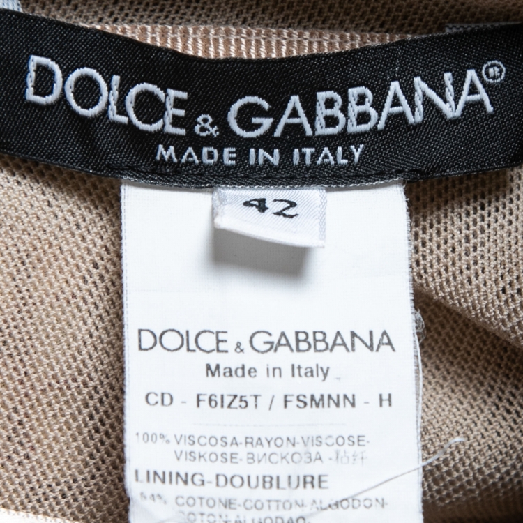 Pre Owned Dolce & Gabbana Gold/Multicolor Mosaic Printed Crepe Strapless Mini Dress M