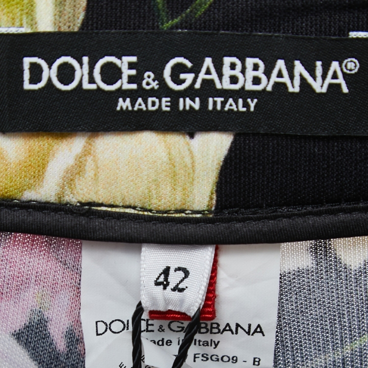 Pre Owned Dolce & Gabbana Multicolor Hortensia Printed Jersey Wide Leg Pants M