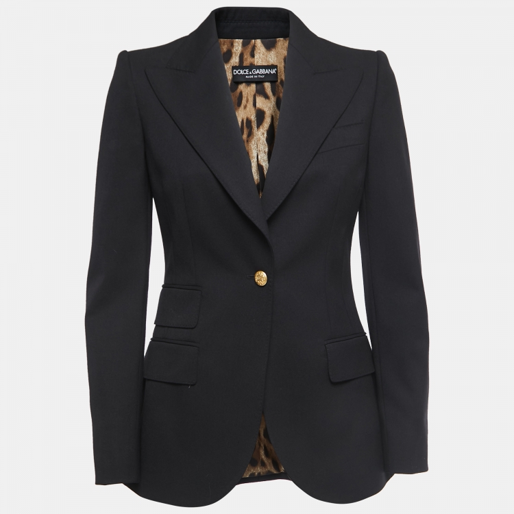 Pre Owned Dolce & Gabbana Black Wool Slim Fit Blazer S