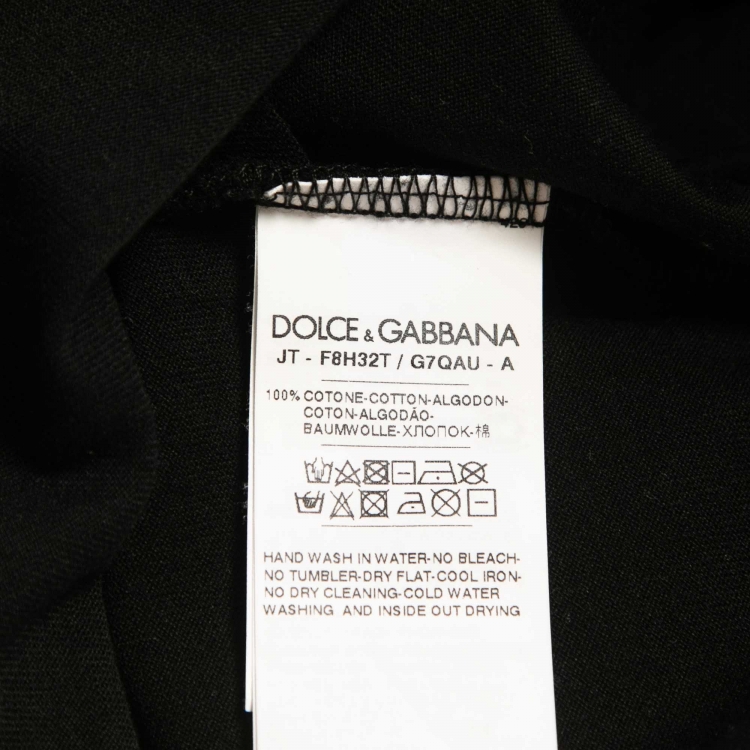 Pre Owned Dolce & Gabbana Black Cotton Rose Print T-Shirt L