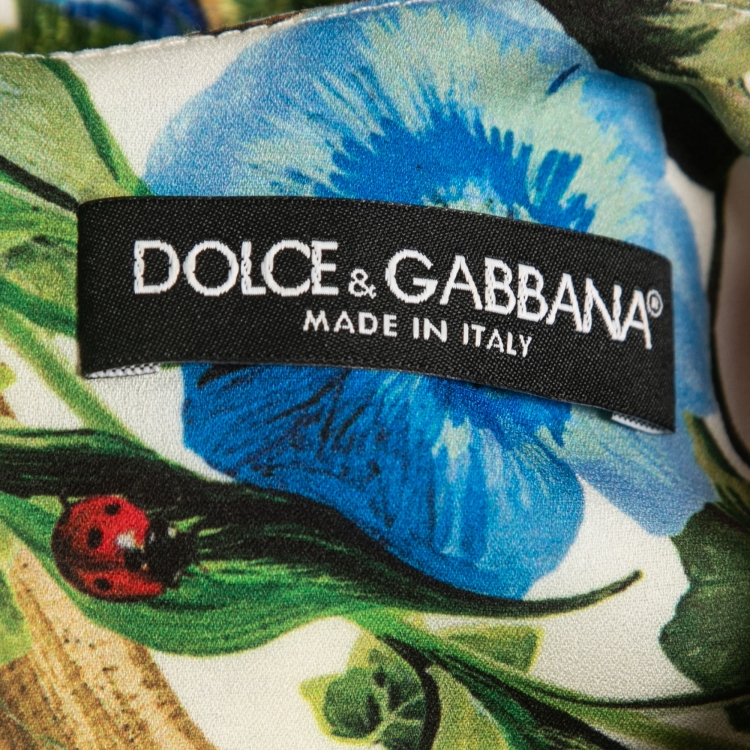 Pre Owned Dolce & Gabbana Floral Jacquard Sleeveless Short Shift Dress L