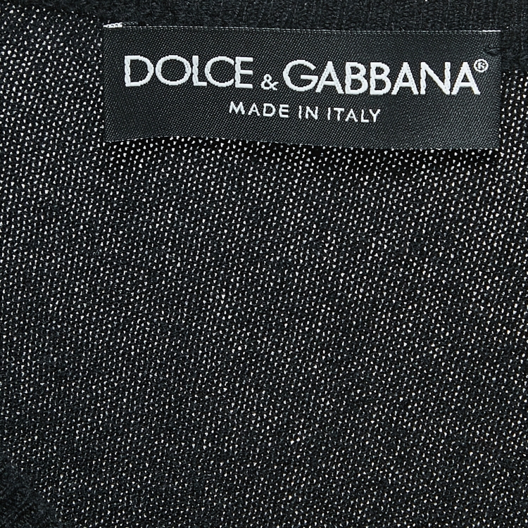 Pre Owned Dolce & Gabbana Black Cashmere Brooch Detailed Tie Front Cardigan M