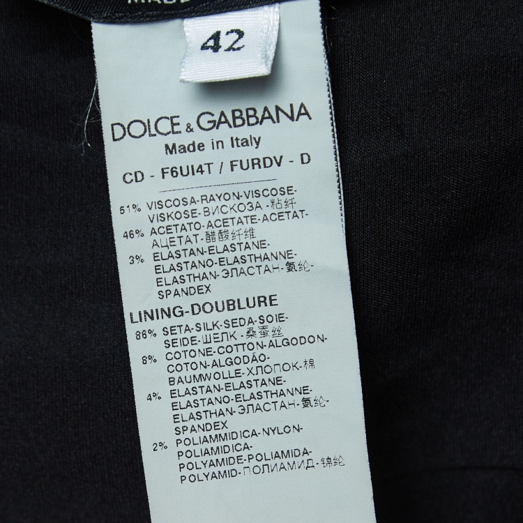 Pre Owned Dolce & Gabbana Black Crepe Long Sleeve Midi Dress M
