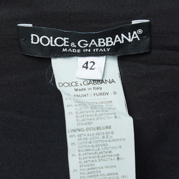Pre Owned Dolce & Gabbana Black Crepe Long Sleeve Midi Dress M