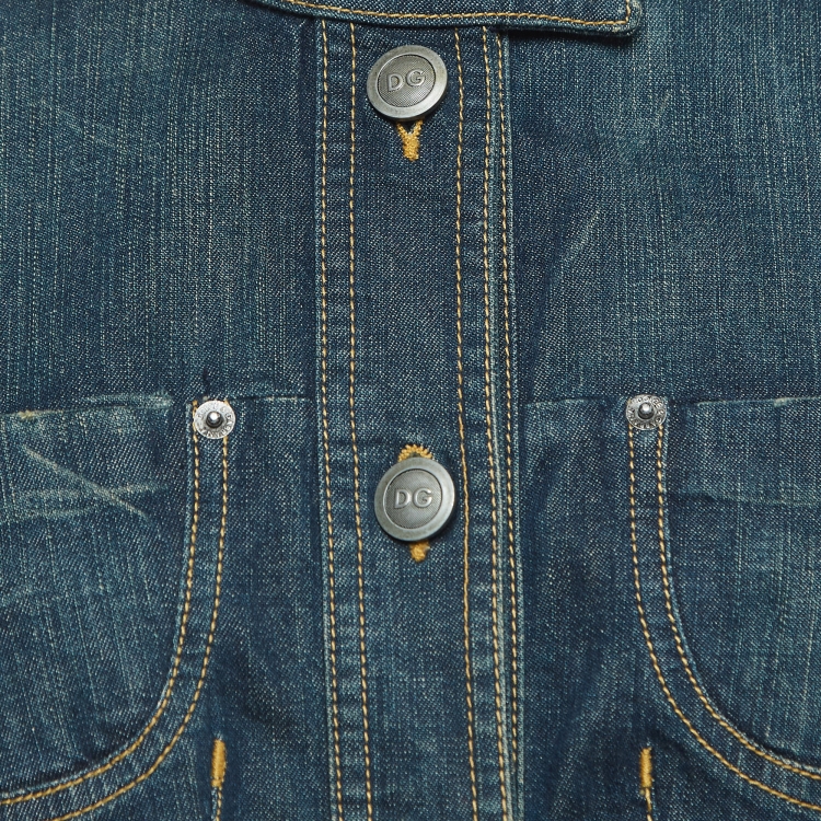 Pre Owned Dolce & Gabbana Blue Washed Denim Button Front Jacket M