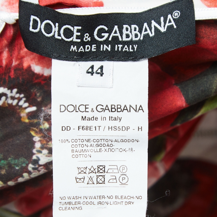 Pre Owned Dolce & Gabbana Red Floral Print Cotton Smocked Effect Tiered Maxi Dress M