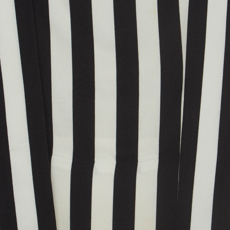 Pre Owned Dolce & Gabbana Black/White Striped Crepe Shoulder Strap Midi Dress M