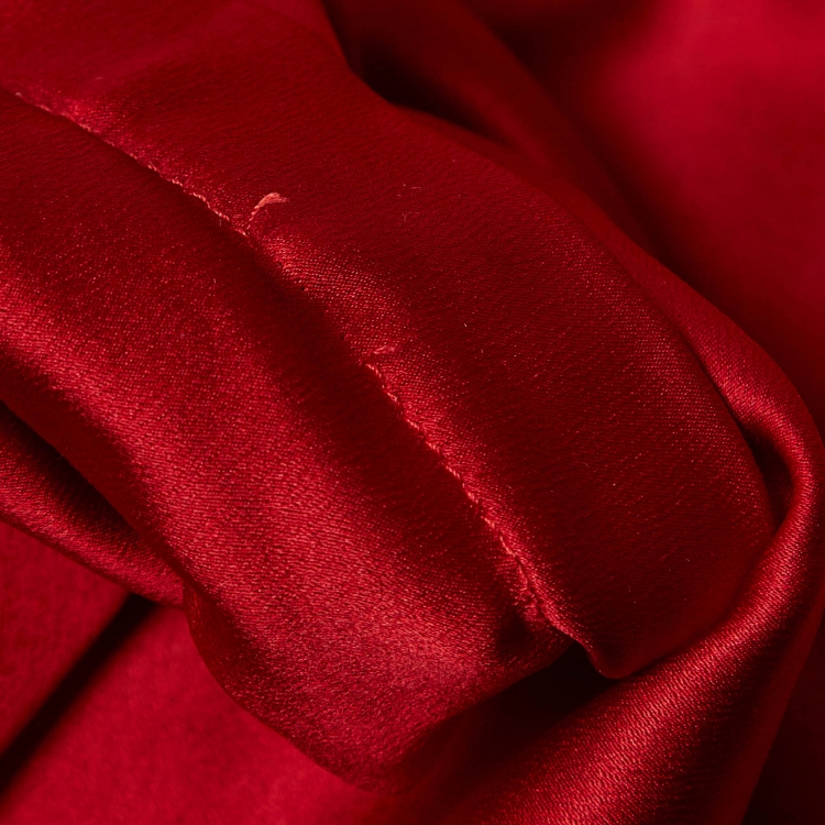 Pre Owned Dolce & Gabbana Red Ruched Satin Silk Sleeveless Fishtail Gown S