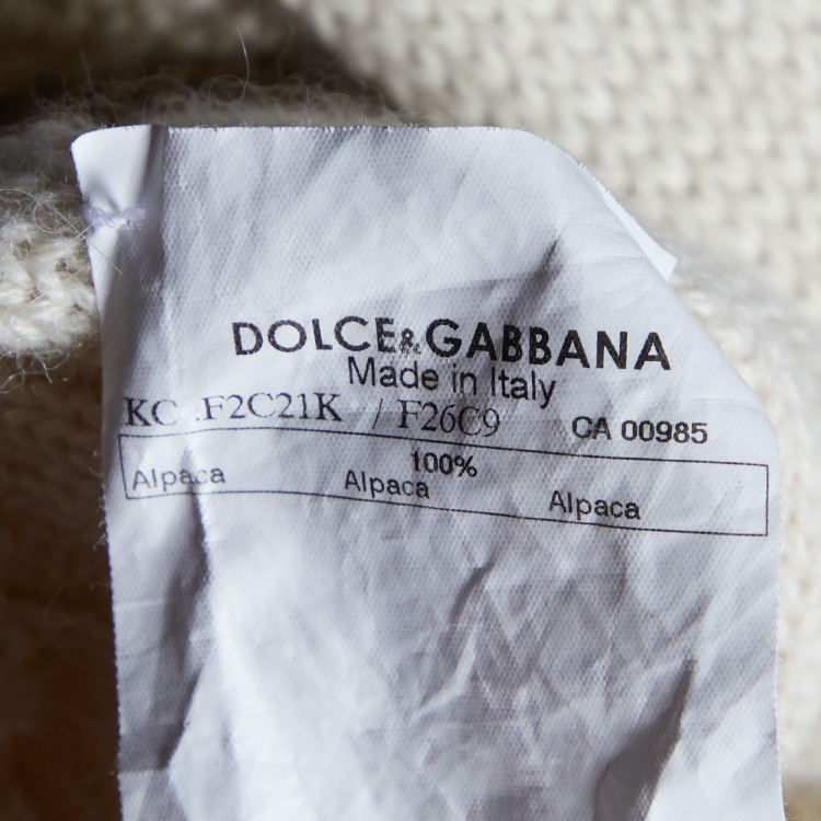 Pre Owned Dolce & Gabbana Cream Alpaca Wool Knit Cropped Cardigan S