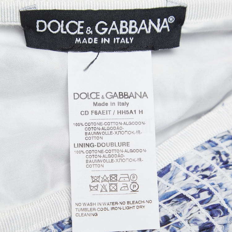 Pre Owned Dolce & Gabbana White/Blue Majolica Printed Cotton Maxi Dress L