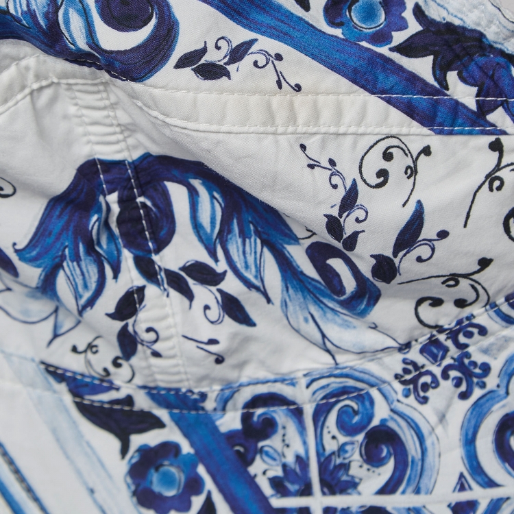 Pre Owned Dolce & Gabbana White/Blue Majolica Printed Cotton Maxi Dress L