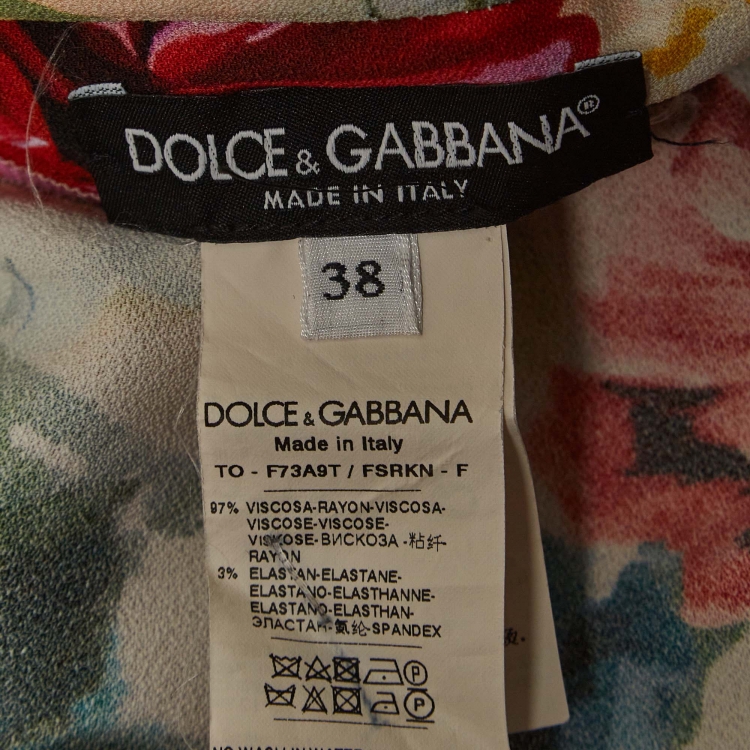 مملوكة مسبقًا Dolce & Gabbana Multicolor Floral Print Cap Sleeve Top S  
