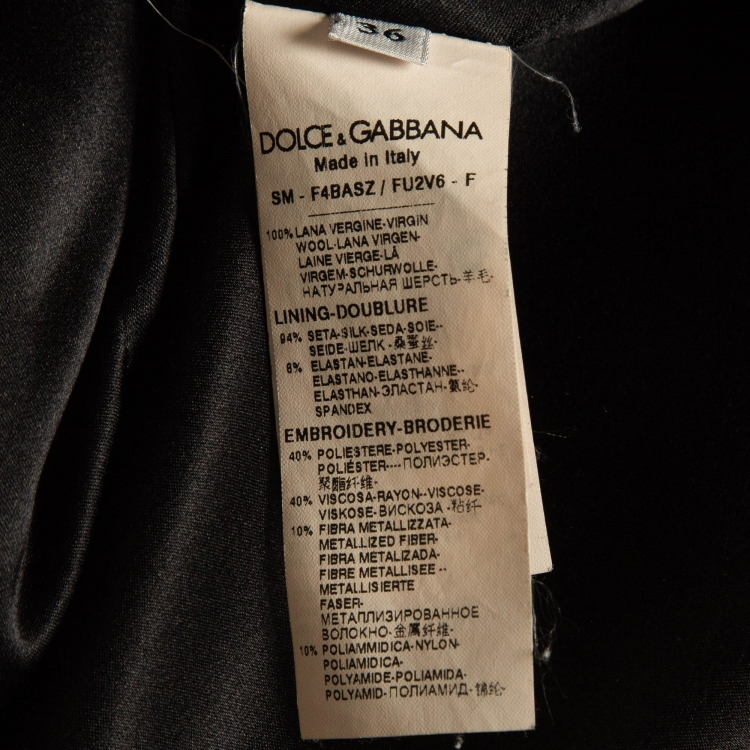 Pre Owned Dolce & Gabbana Black Applique Gabardine Button Detail Mini Skirt XS