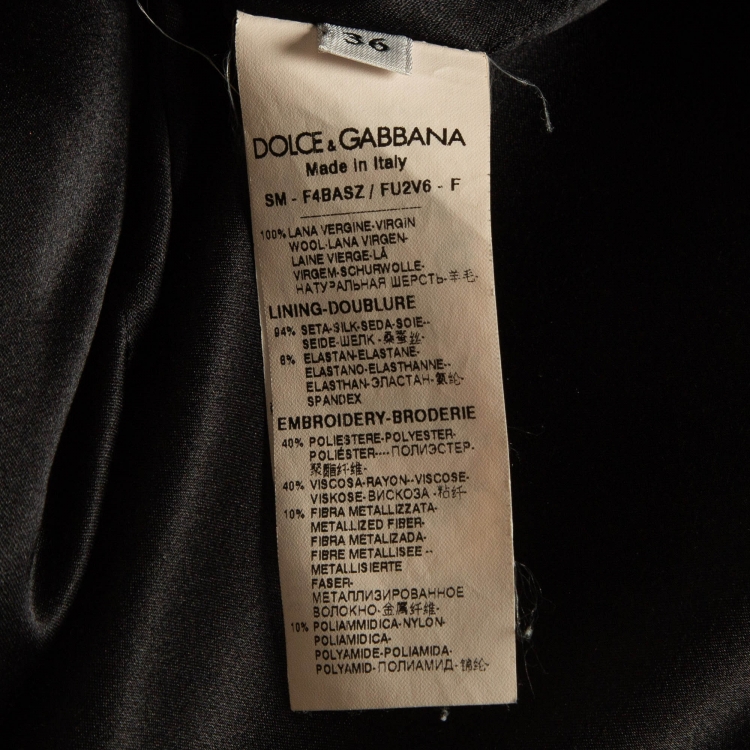 Pre Owned Dolce & Gabbana Black Applique Gabardine Button Detail Mini Skirt XS