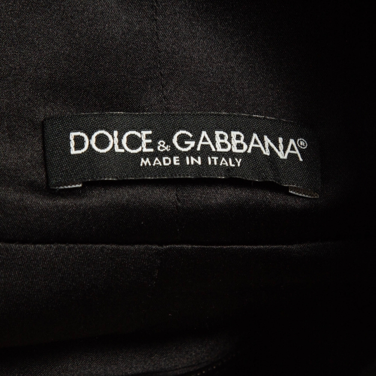 Pre Owned Dolce & Gabbana Black Applique Gabardine Button Detail Mini Skirt XS