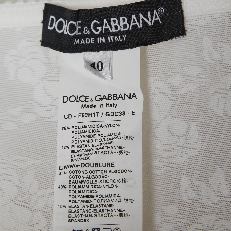 Pre Owned Dolce & Gabbana White Floral Lace and Satin Midi Corset Dress S