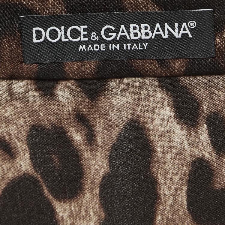 Pre Owned Dolce & Gabbana Brown Leopard Print Satin Pajama Shirt S