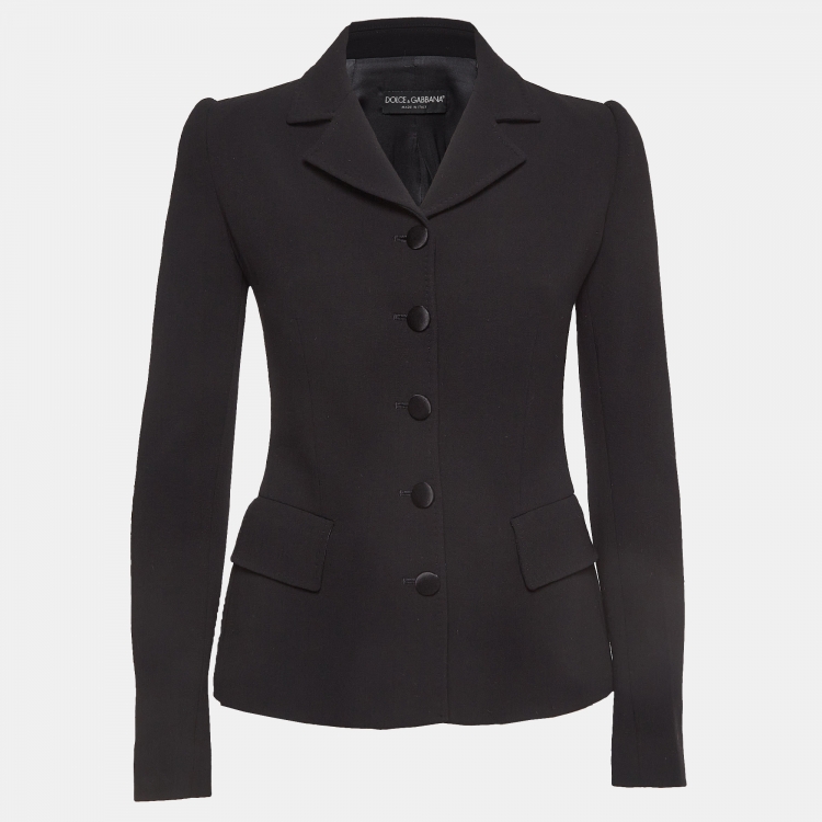 مملوكة مسبقًا Dolce & Gabbana Black Wool Buttoned Blazer S
