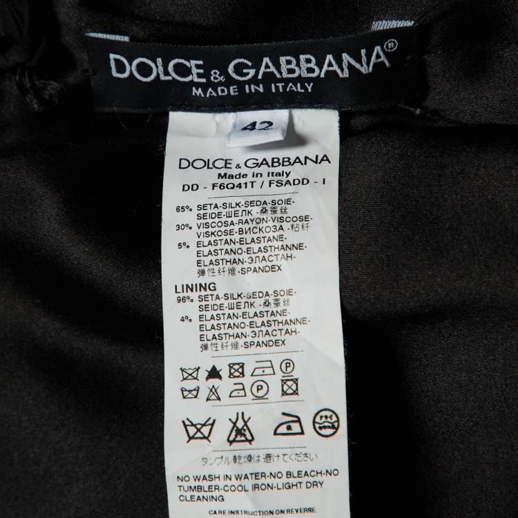 Pre Owned Dolce & Gabbana Navy Blue/Brown Printed Silk Mini Dress M