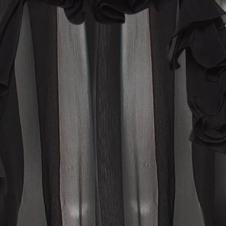 Pre Owned Dolce & Gabbana Black Silk Ruffled Sheer Blouse M