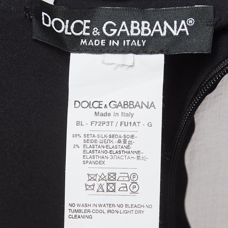 Pre Owned Dolce & Gabbana Black Silk Ruffled Sheer Blouse M