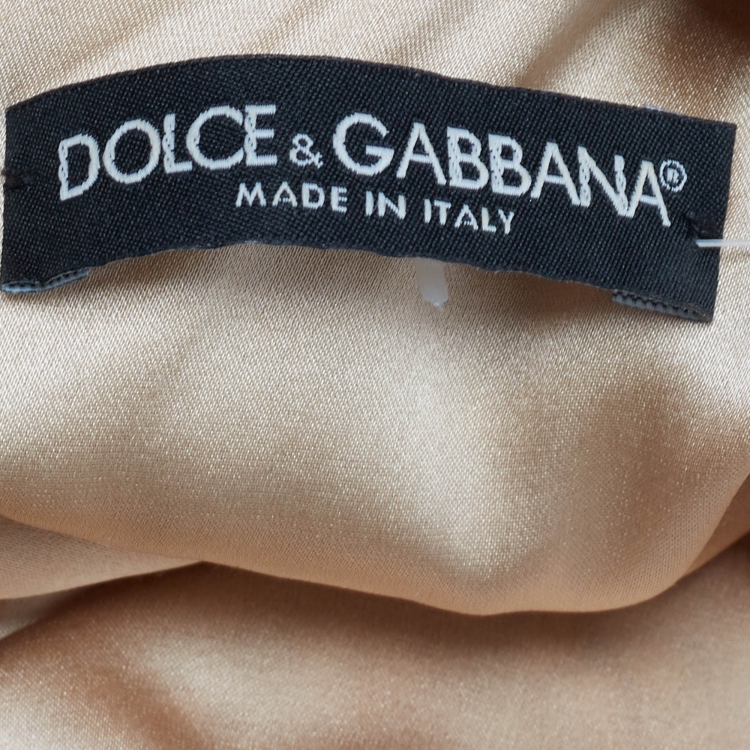 Pre Owned Dolce & Gabbana Yellow Ecclesiastical Print Silk Midi Dress M
