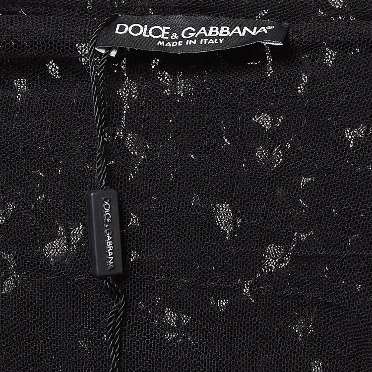 Pre Owned Dolce & Gabbana Black Sequin and Mesh Hooded Jumpsuit S