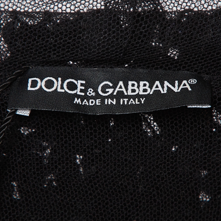 Pre Owned Dolce & Gabbana Black Sequin and Mesh Hooded Jumpsuit S