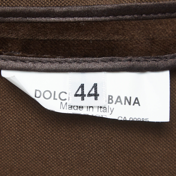 Pre Owned Dolce & Gabbana Brown Satin Trim Velvet Blazer M