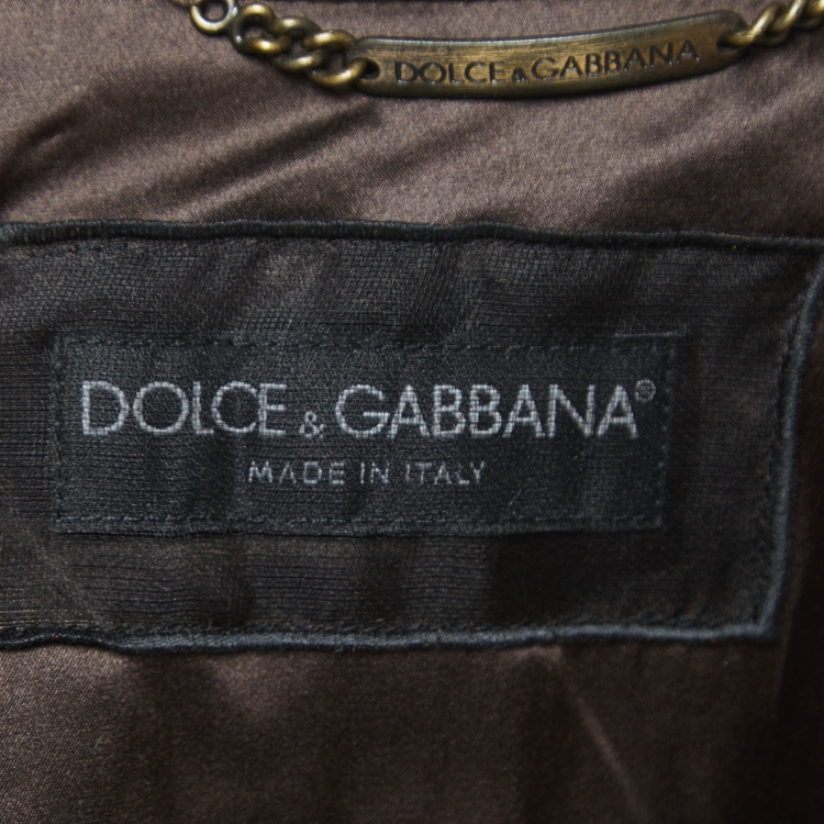 Pre Owned Dolce & Gabbana Brown Satin Trim Velvet Blazer M