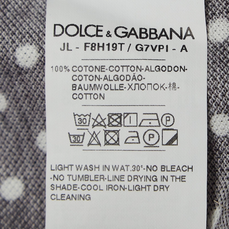 Pre Owned Dolce & Gabbana Black Polka Dots Cotton Pique Polo T-Shirt L