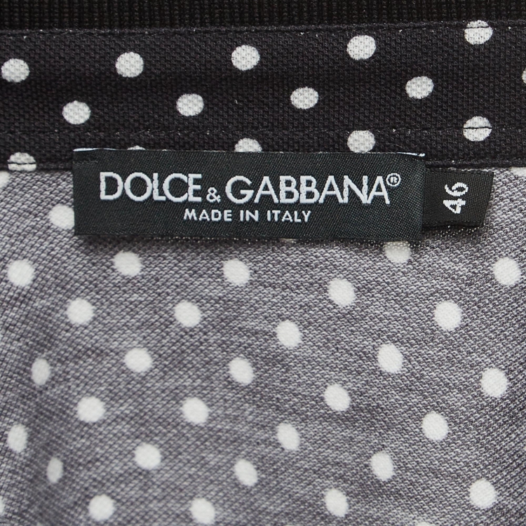 Pre Owned Dolce & Gabbana Black Polka Dots Cotton Pique Polo T-Shirt L