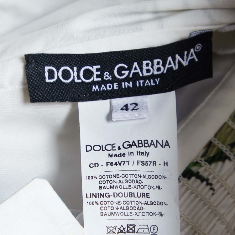 Pre Owned Dolce & Gabbana White Floral Print Cotton Ruffled Midi Dress M