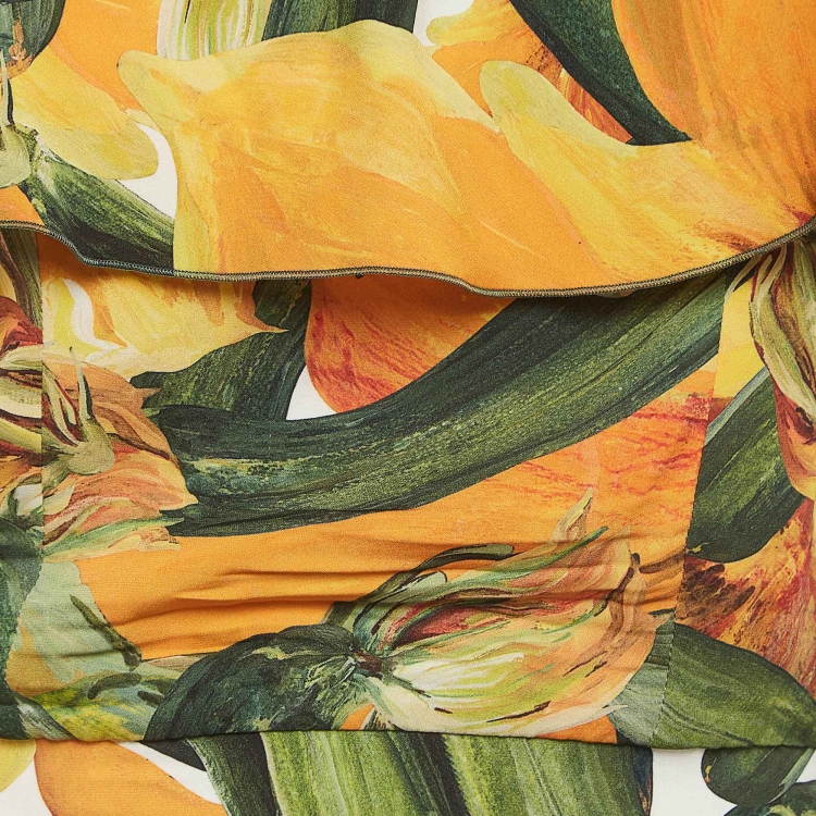 مملوكة مسبقًا Dolce & Gabbana Multicolor Floral Printed Flounce Midi Dress S