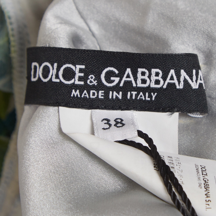 Pre Owned Dolce & Gabbana Green Hydrangea Printed Silk Ruffled Midi Dress S