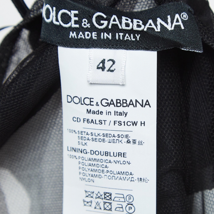 Pre Owned Dolce & Gabbana Black/White Zebra Print Chiffon Silk One Shoulder Dress M