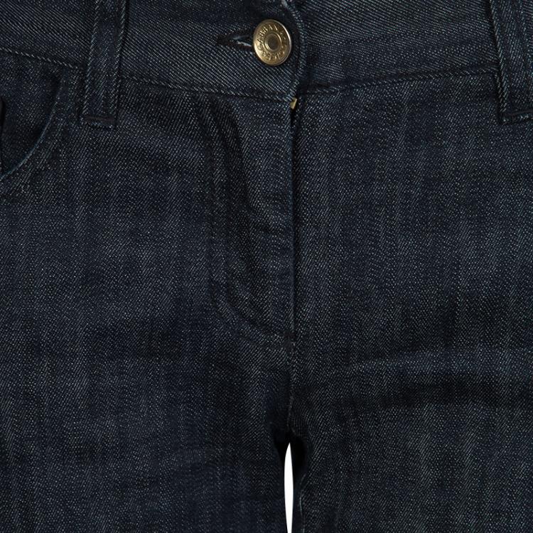 Pre Owned Dolce & Gabbana Indigo Dark Wash Denim Satin Panel Detail Jeans S