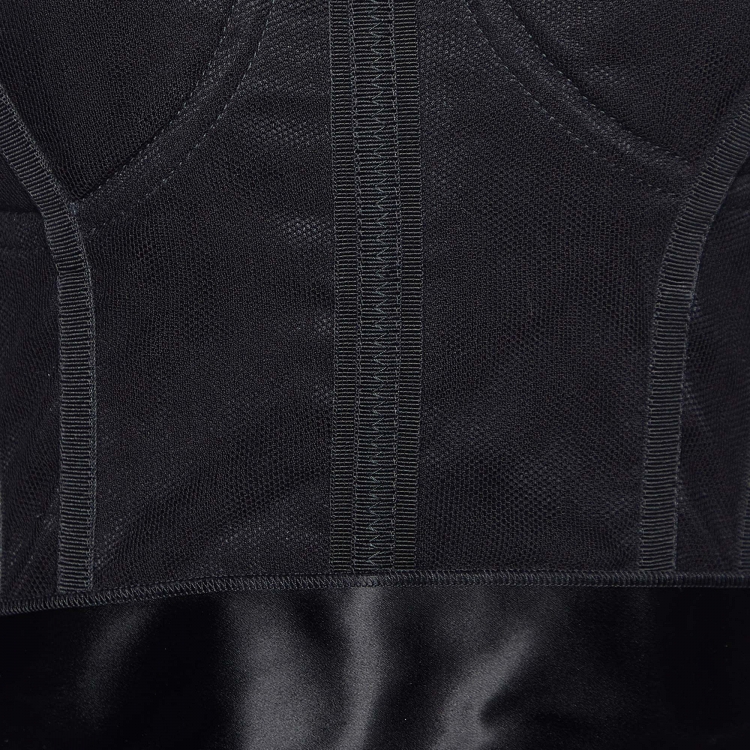 Pre Owned Dolce & Gabbana Black Tulle & Lace Strapless Corset Dress M