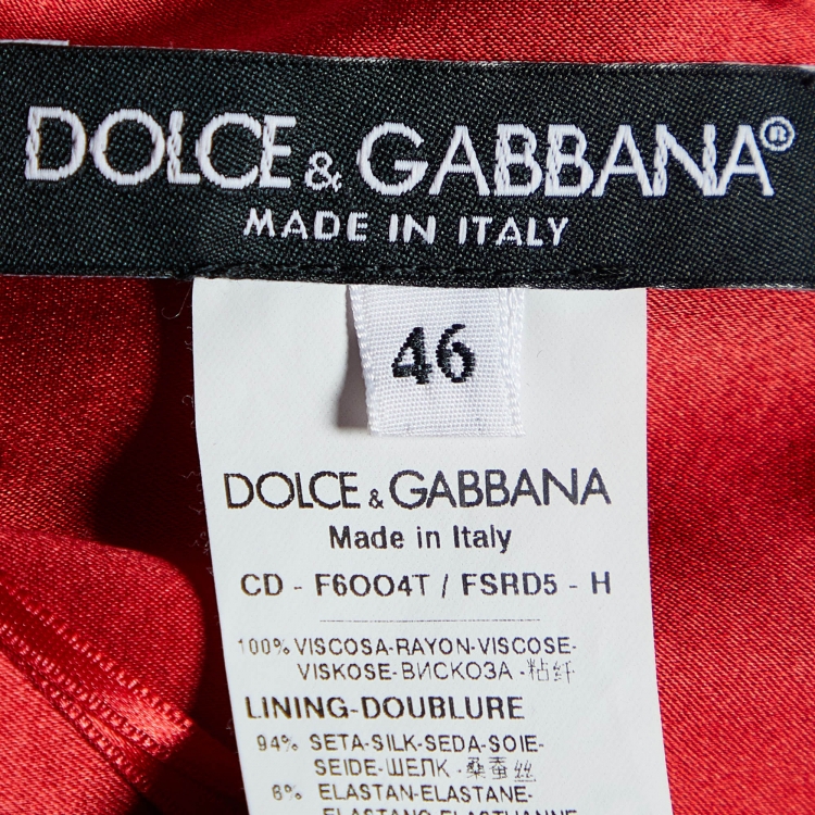 Pre Owned Dolce & Gabbana Red Polka Dot Print Crepe Sleeveless Dress L